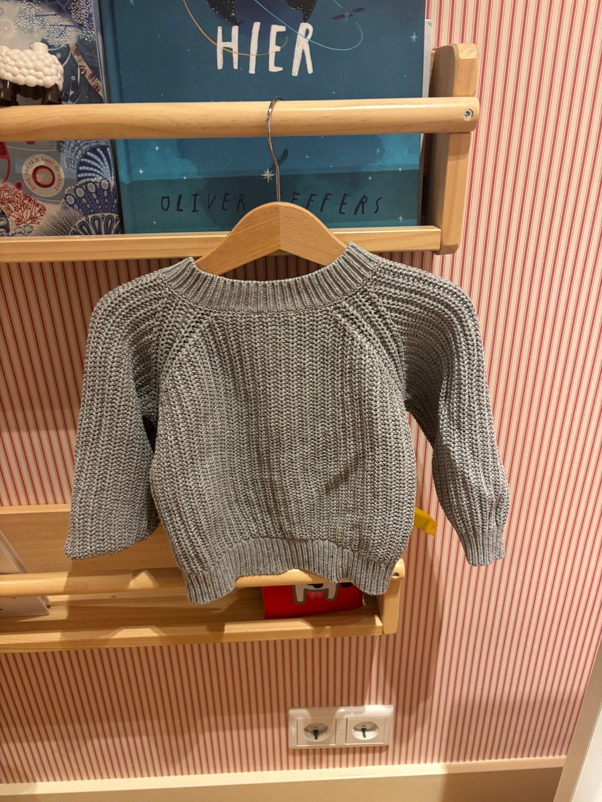 Zara grijze gemeleerde grof gebreide trui, unisex, maat 62, Ophalen of Verzenden, Zo goed als nieuw, Jongetje of Meisje, Truitje of Vestje