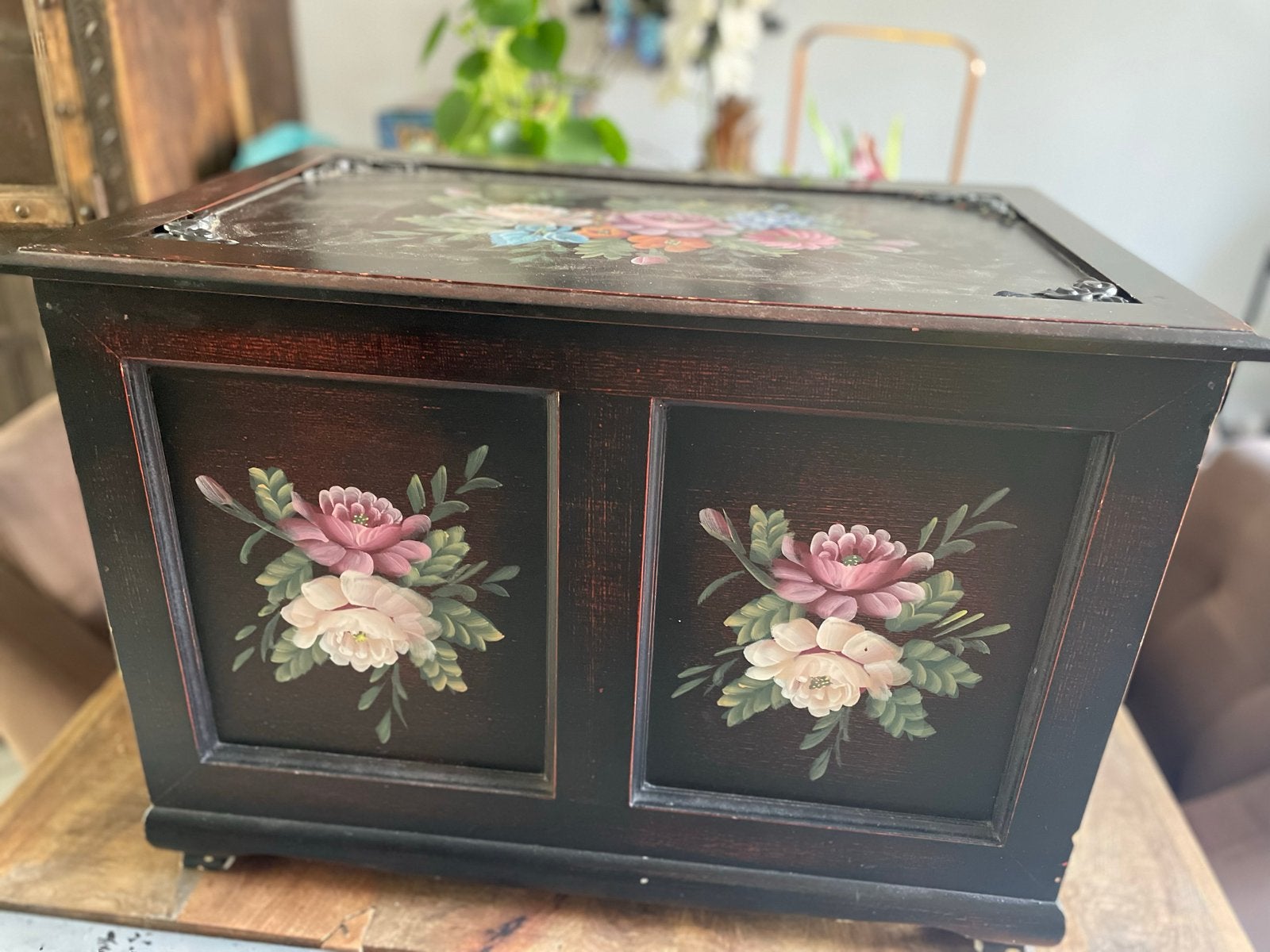 Unieke handgeschilderde dekenkist Antiek, Antiek en Kunst, Ophalen of Verzenden