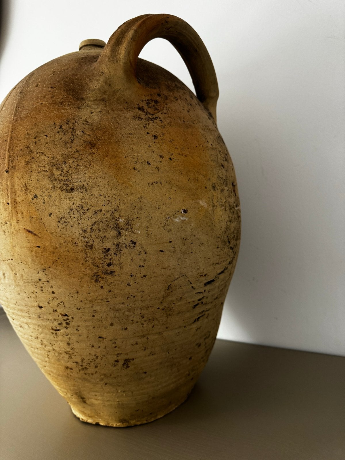 Grote Oude Franse Gres Olijfkruik - 47 cm Hoog, Ophalen