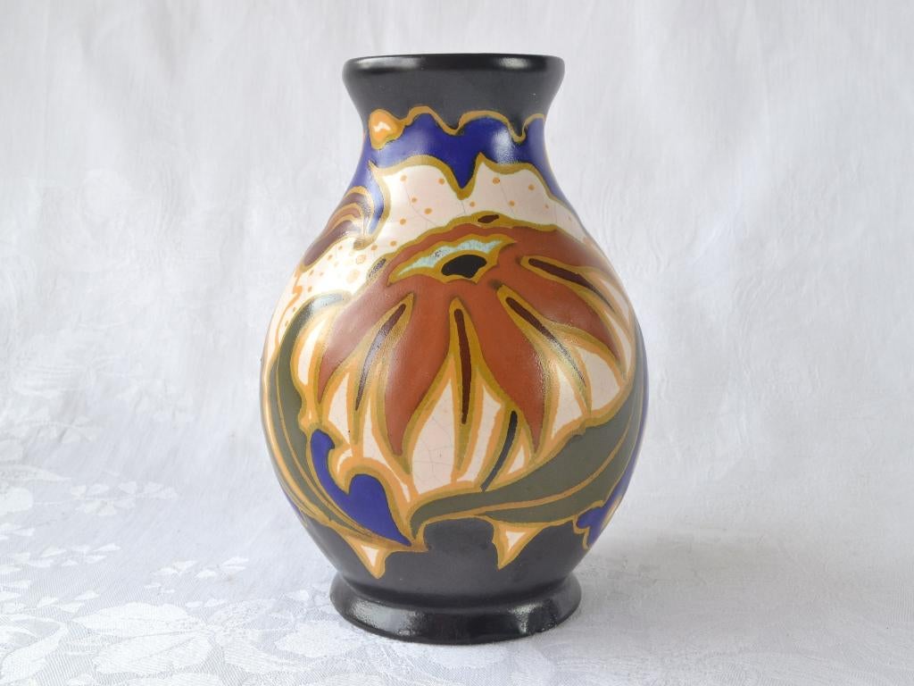 Platelen vaasje, Vaas decor Dila – Arnhemse Fayence, ca 1927, Ophalen of Verzenden