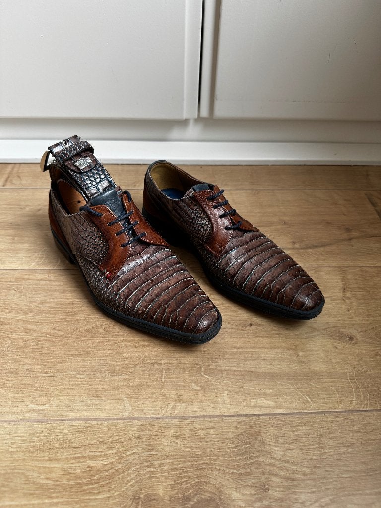 Leer Giorgio + matchende riem | 1x gedragen | trouwschoenen, Bruin, Giorgio, Ophalen of Verzenden, Zo goed als nieuw