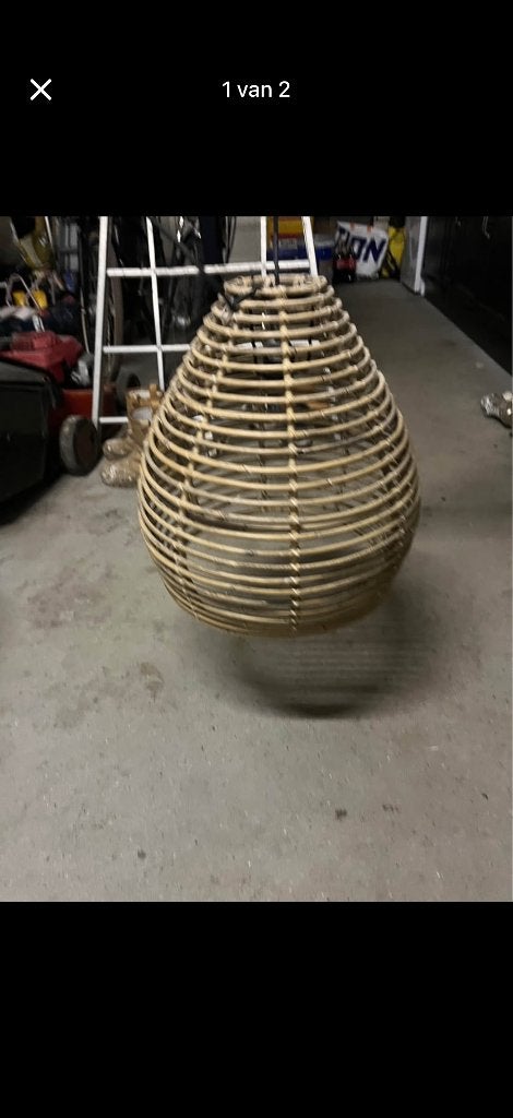 Hanglamp rotan loods 5, Huis en Inrichting, Lampen | Hanglampen, Ophalen, Zo goed als nieuw