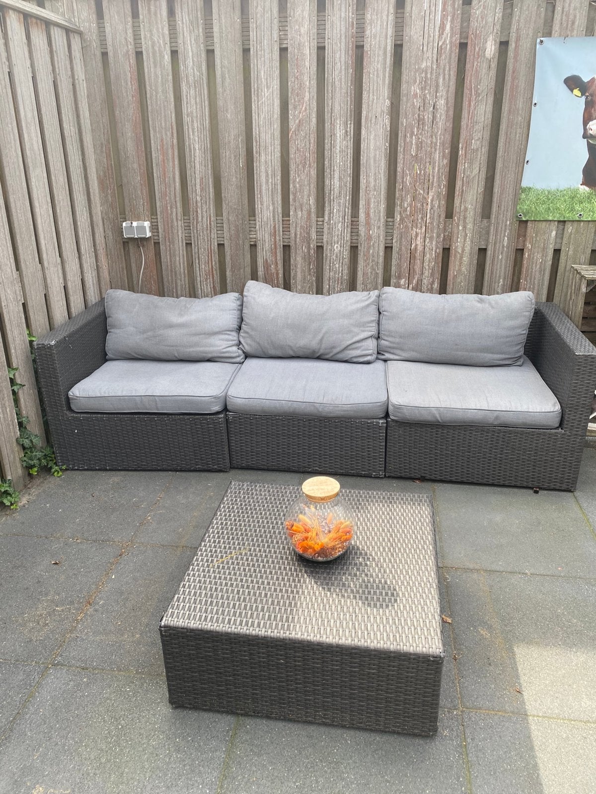 Loungebank, Ophalen, Gebruikt, Bank, 3 zitplaatsen