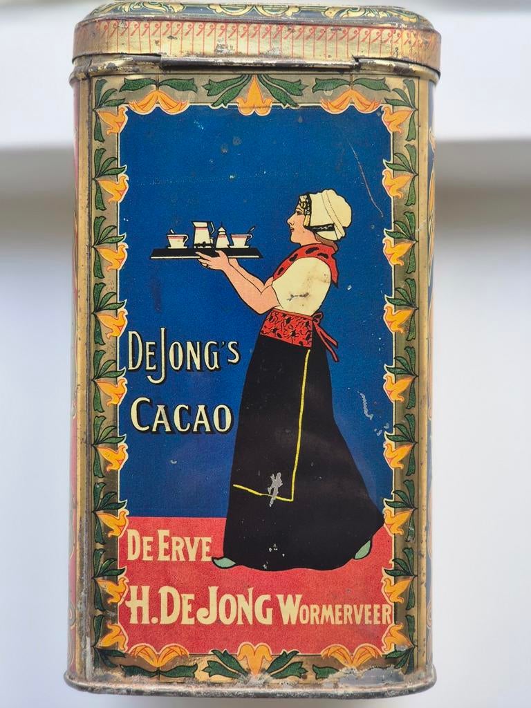De Jong's Cacao blik Wormerveer, Verzamelen, Ophalen of Verzenden, Gebruikt, Overige