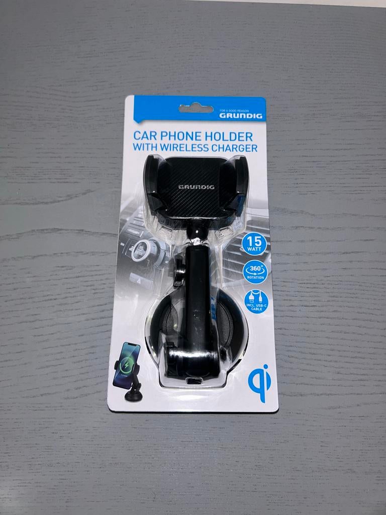 Grundig Telefoonhouder met Draadloze Oplader 15W, Ophalen, Nieuw, Auto