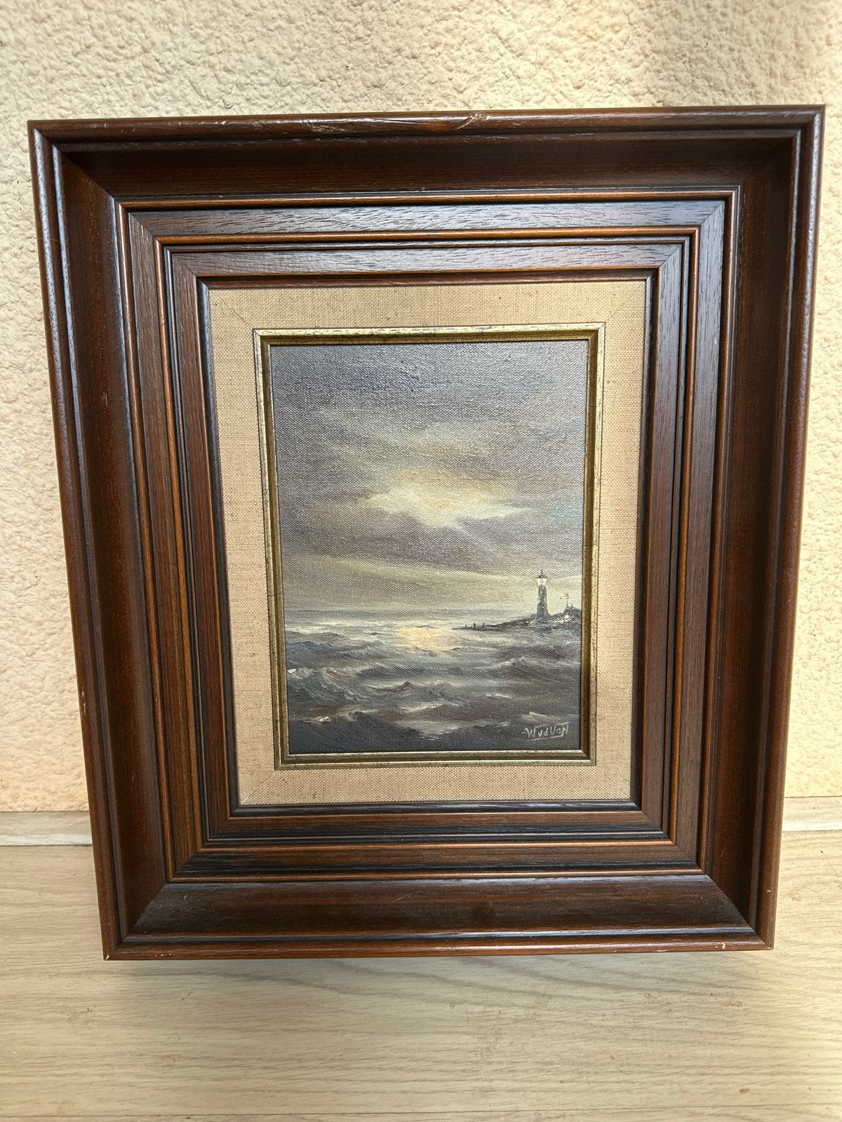 Schilderij Maritiem Landschap met Vuurtoren, Antiek en Kunst, Ophalen, Maritiem / water, Doek, Realistisch