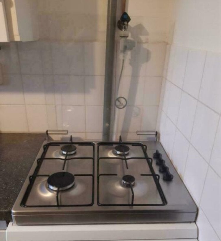 Rvs kookplaat, Witgoed en Apparatuur, Zo goed als nieuw, Gas, Vrijstaand, 4 kookzones