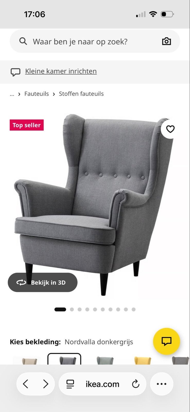 IKEA Strandmon voetenbank - Donkergrijs, Ophalen, Gebruikt, Minder dan 75 cm, Stof