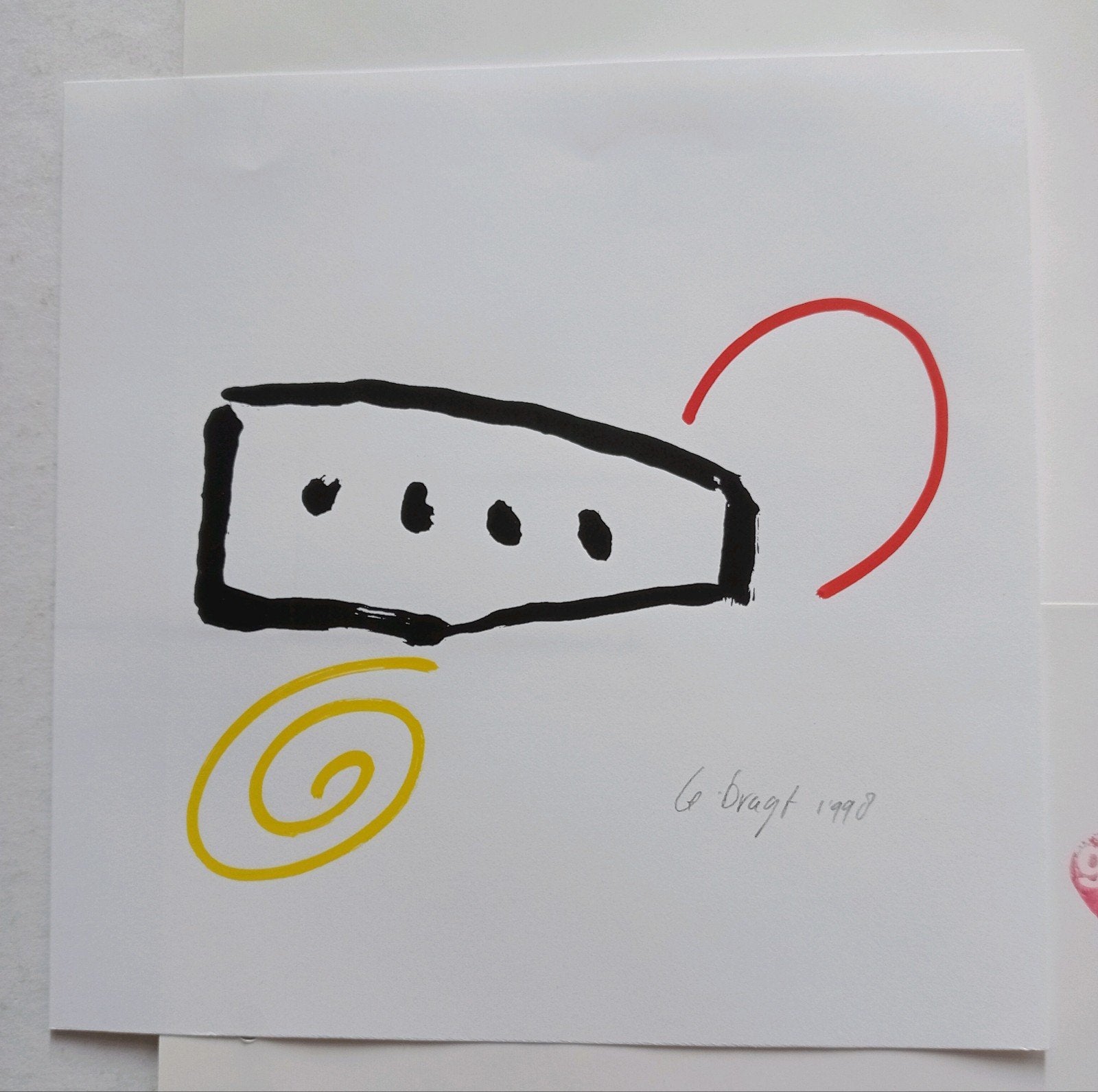 Gijs Dragt litho 1998 abstracte compositie, Ophalen of Verzenden