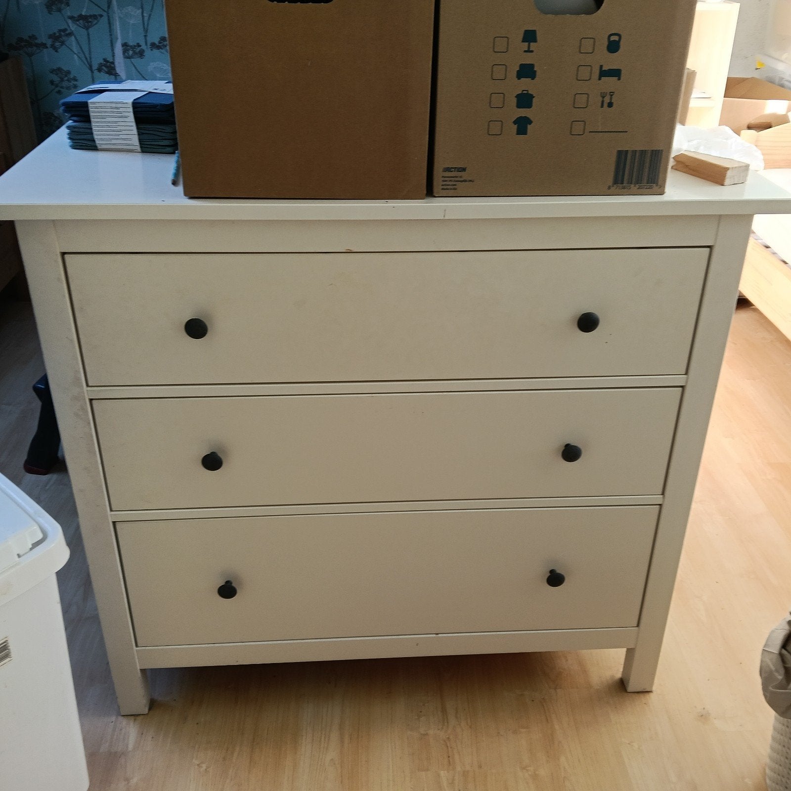 Vintage IKEA HEMNES ladekast wit, 3 laden, Ophalen, Gebruikt, 100 tot 150 cm, 100 tot 150 cm