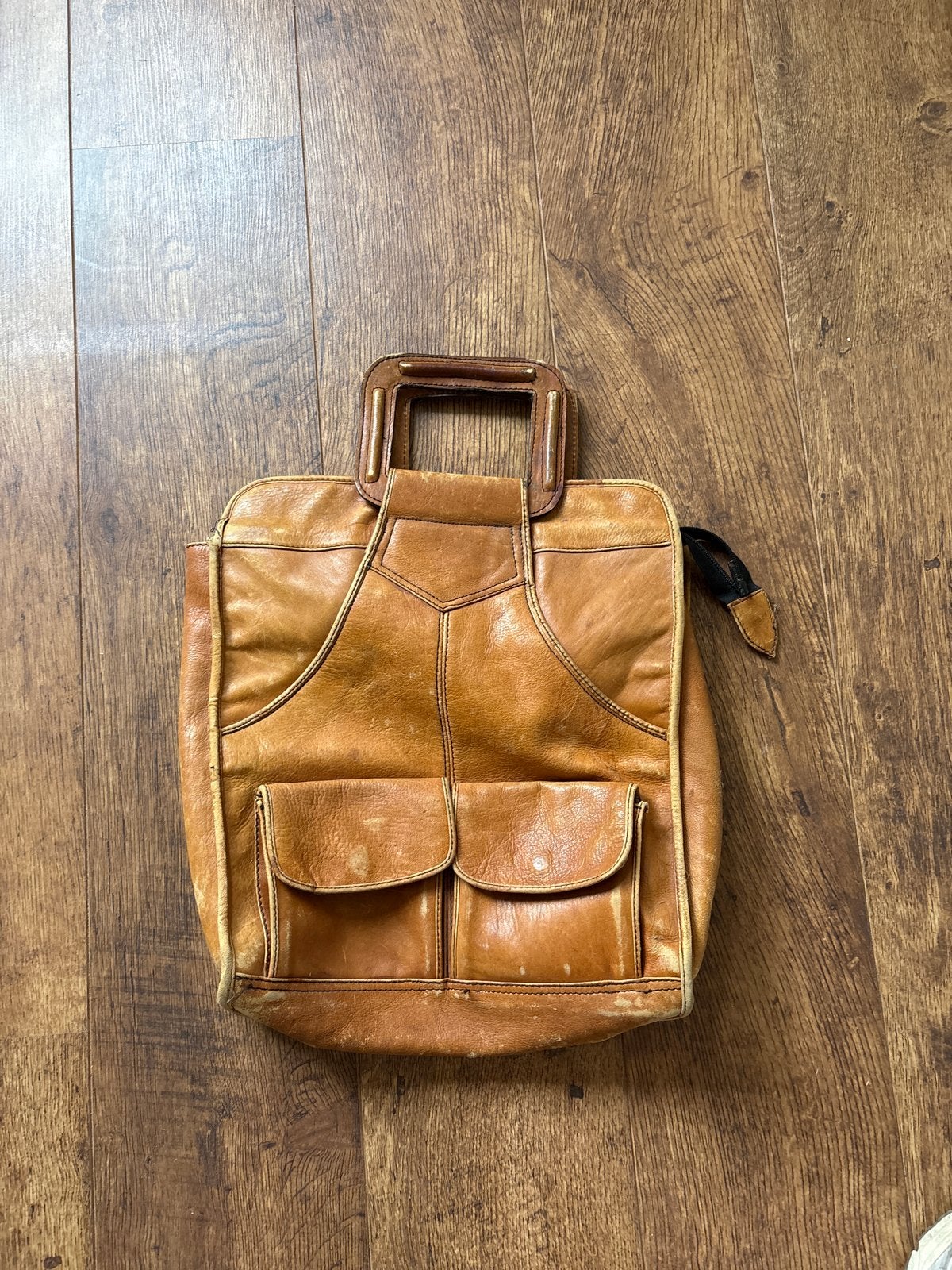 Vintage Leren Tas - Unieke Handtas met Karakter, Ophalen of Verzenden, Gebruikt, Bruin, Handtas