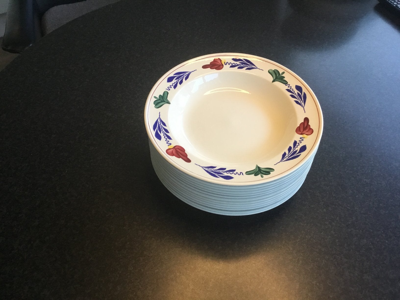 Boerenbont diepe borden 24,5 cm, Ophalen, Zo goed als nieuw, Aardewerk, Bord(en)
