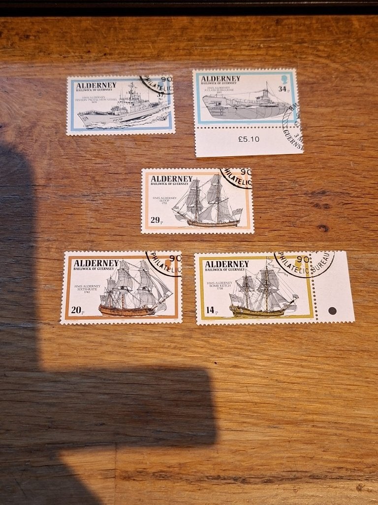 Alderney gestempeld - nr. 43 44 45 46 47, Ophalen of Verzenden, Gestempeld