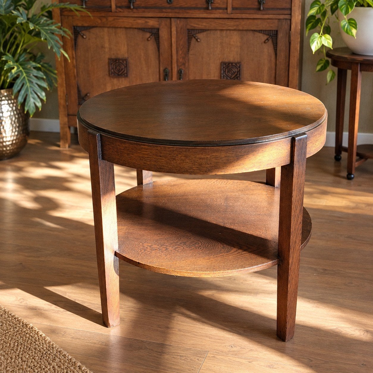 Amsterdamse School ronde eiken tafel Art Deco Ø74 cm, Ophalen