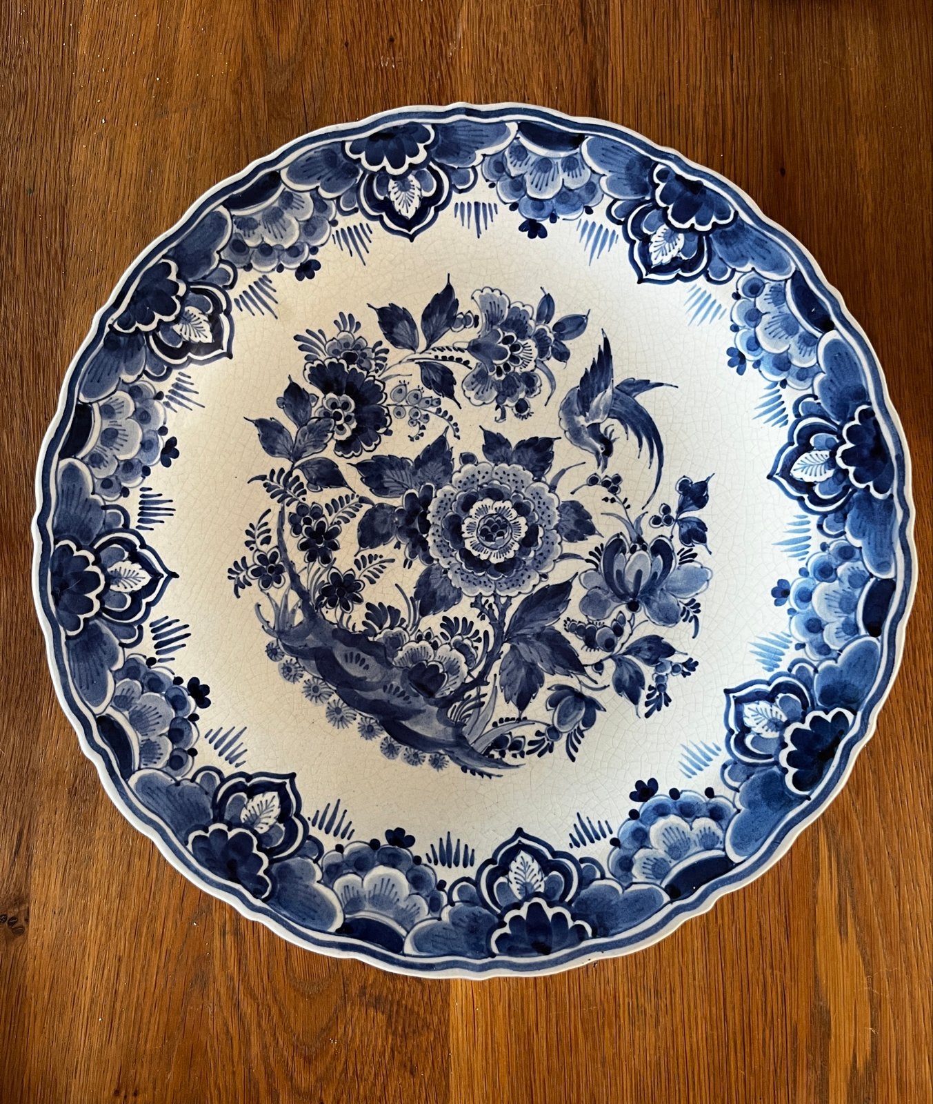 Delfts Blauw handgeschilderd Wandbord 29cm doorsnede, Ophalen
