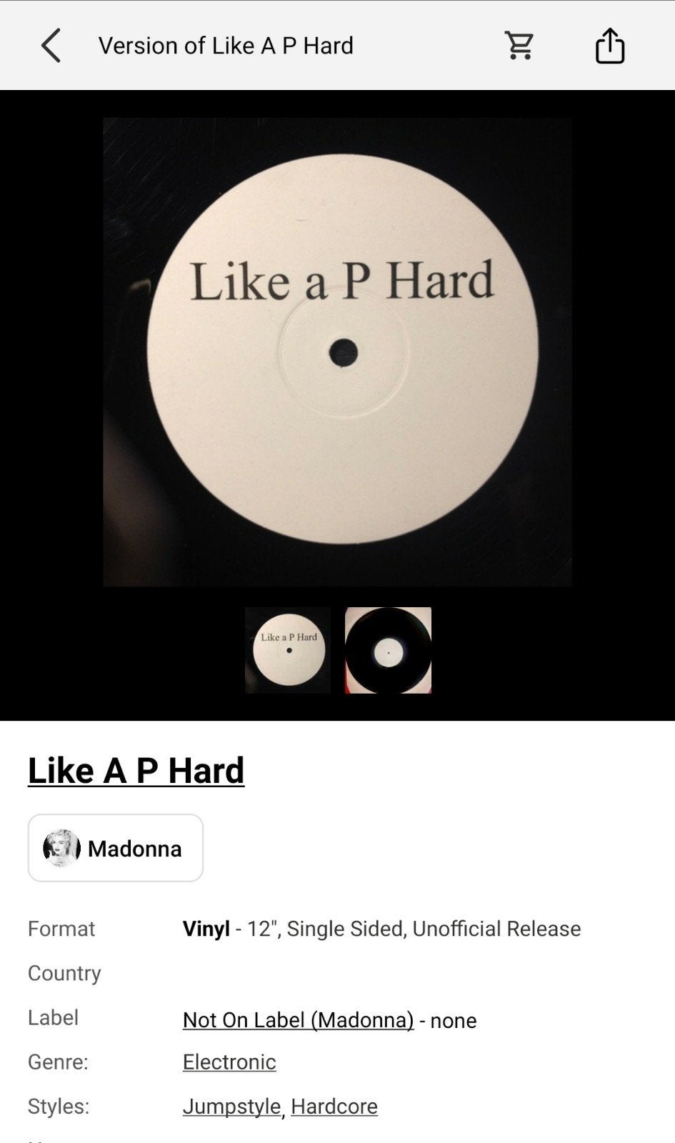Madonna, like a P, Hard, Cd's en Dvd's, Ophalen of Verzenden, Gebruikt, 12 inch, Dance