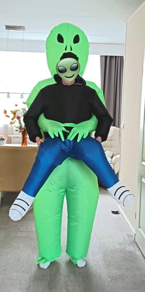 Opblaasbaar Alien feestpak Halloween/Carnaval, QCS, Nieuw, Overige maten, Ophalen of Verzenden