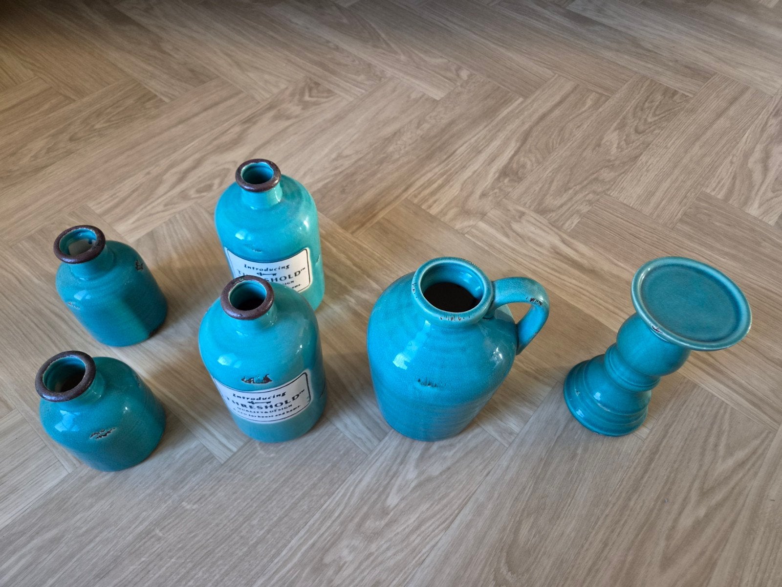 turquoise keramiek set, 6-delig, Antiek en Kunst, Ophalen