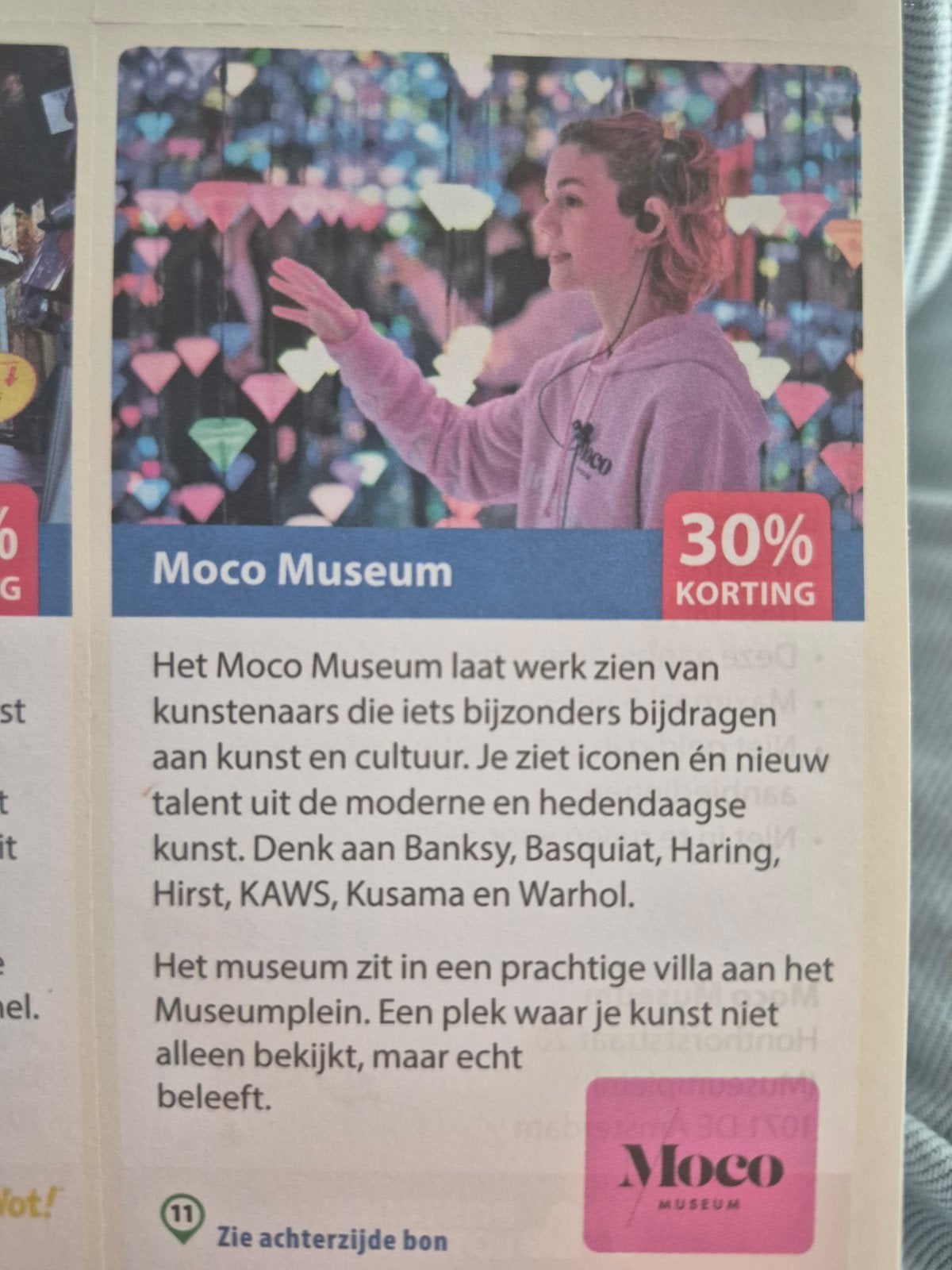 Moco museum 30% korting, Eén persoon, Kortingsbon