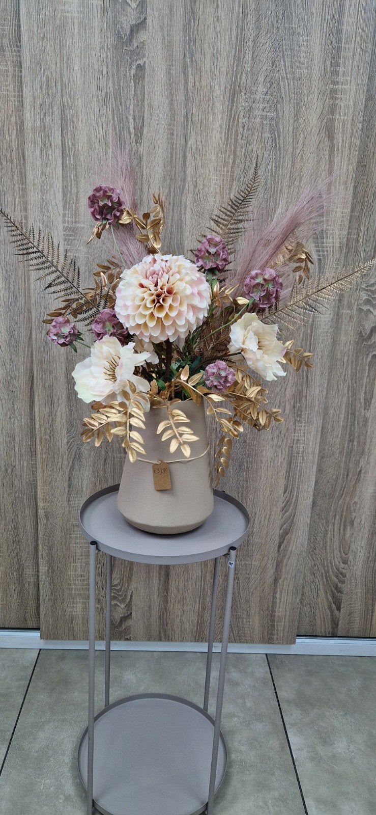 Prachtig Bloemstuk Zijden Bloemen met Vaas, Binnen, ., Nieuw, Textiel
