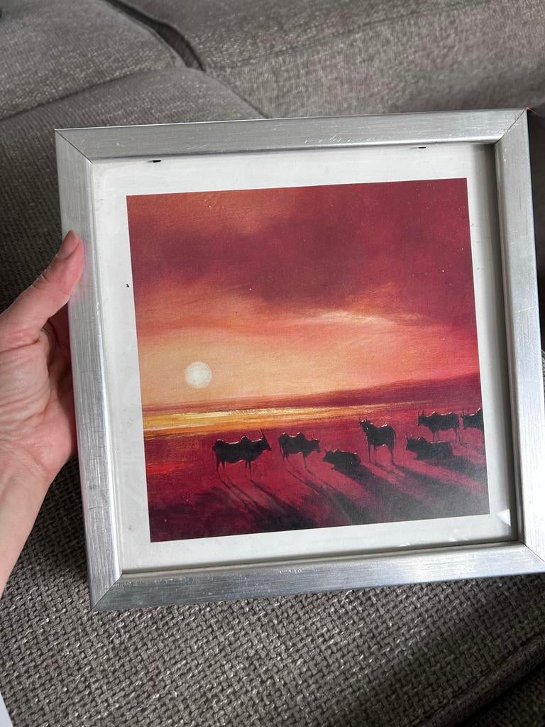 Fotolijst Afrikaanse zonsondergang met dieren lijst, Ophalen of Verzenden, Zo goed als nieuw, Print