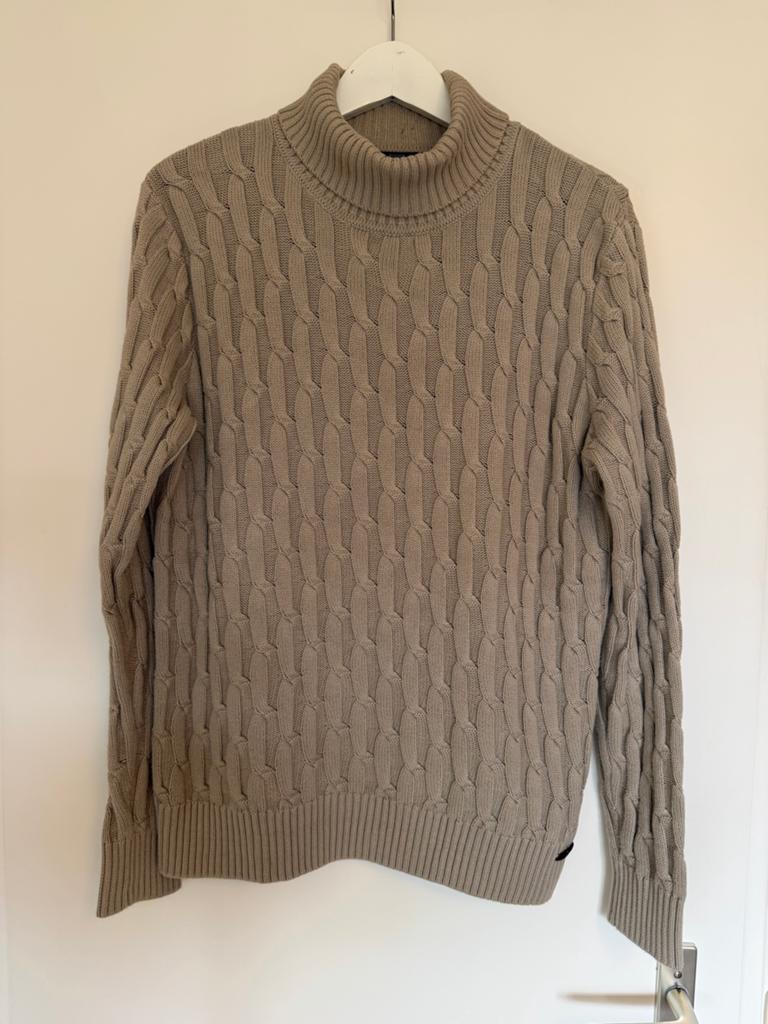 Genti Trui M - Beige gebreide coltrui, Ophalen of Verzenden, Zo goed als nieuw, Maat 48/50 (M), Beige