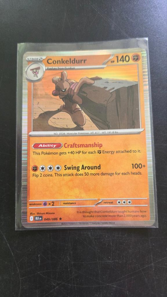 Conkeldurr 049/086 Black & White Black Bolt Pokémon Kaart, Verzenden, Zo goed als nieuw, Losse kaart, Foil