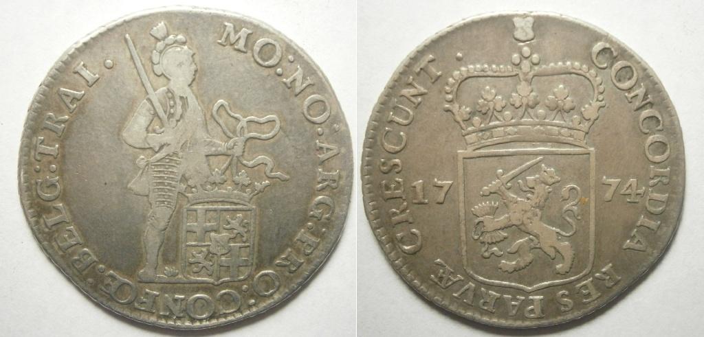 Utrecht ½ Dukaat zilver 1774, Vóór koninkrijk, Zilver, Ophalen of Verzenden, Losse munt