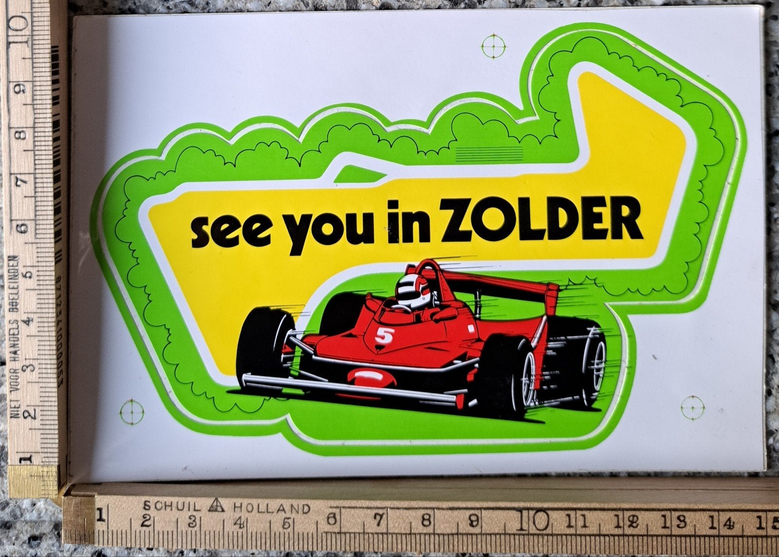 Vintage sticker see you in Zolder Formule 1 autosport, Ophalen of Verzenden, Zo goed als nieuw, Auto of Motor