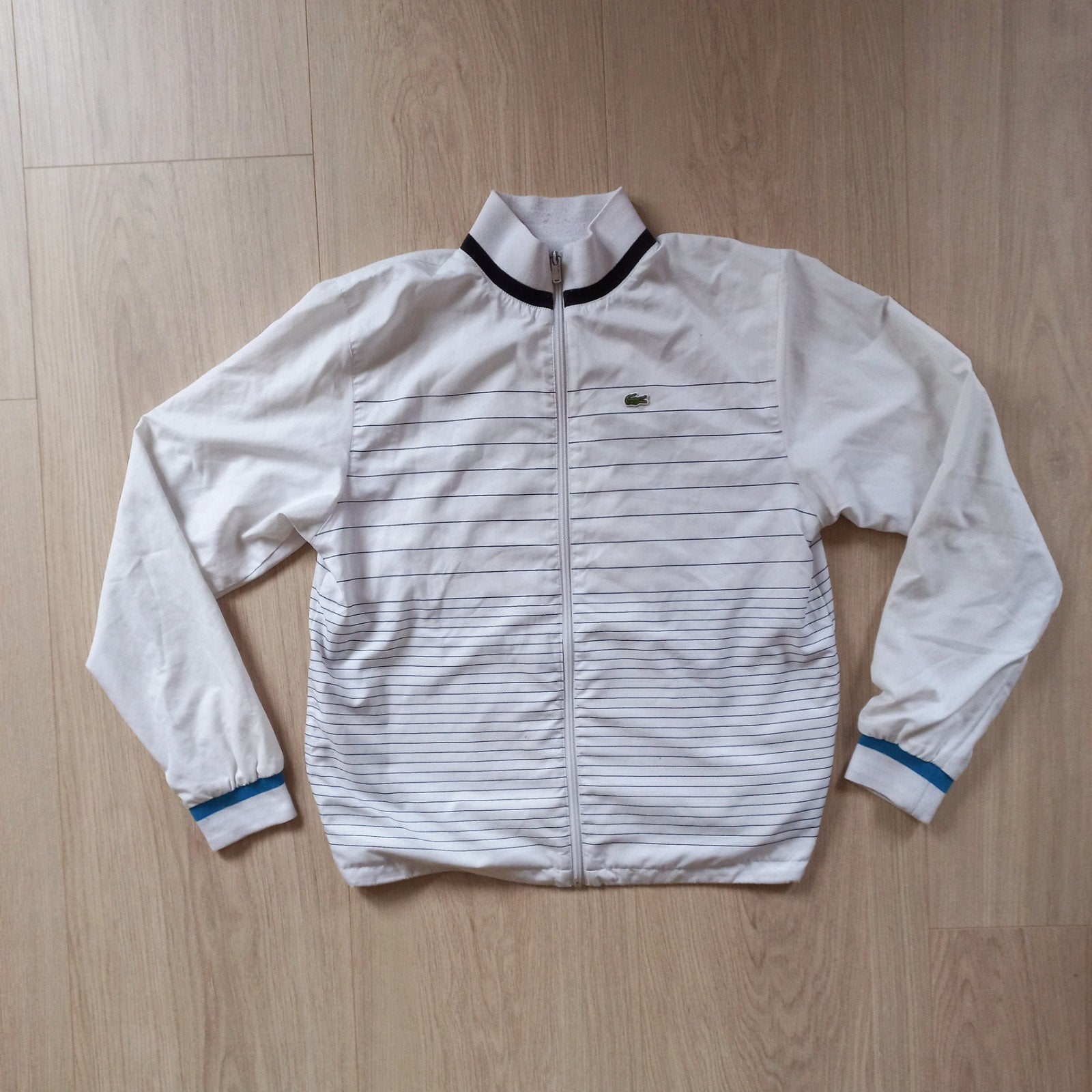 Vintage Lacoste Andy Roddick zomerjack met voering - Maat S, Ophalen of Verzenden, Gedragen, Maat 46 (S) of kleiner, Wit