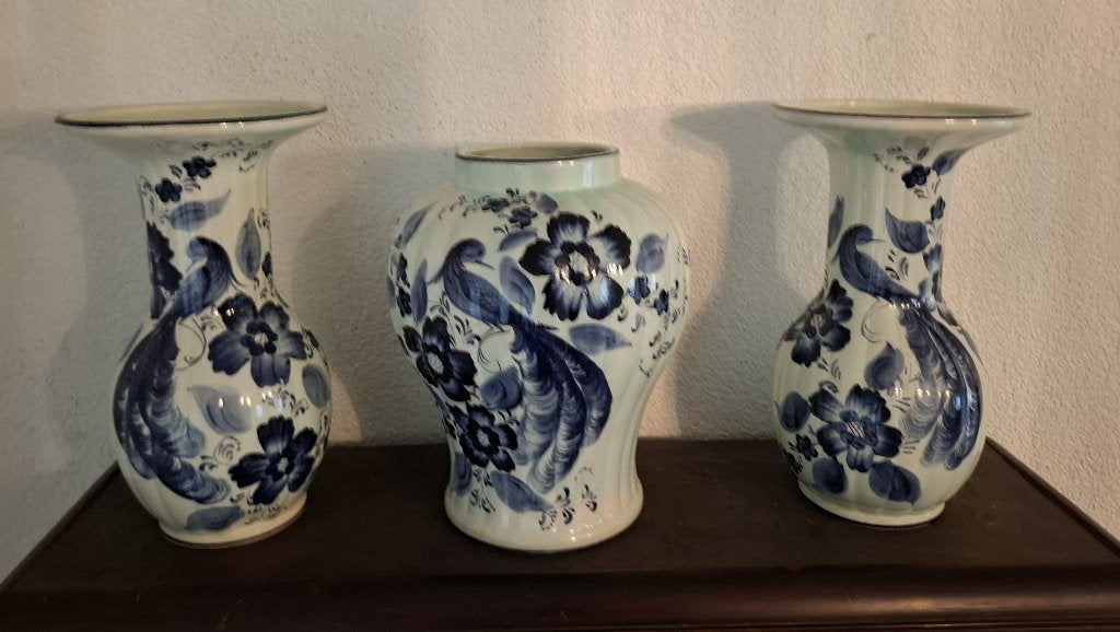 Delfts Blauw Handgeschilderd Vazen en Pot Set, Ophalen of Verzenden