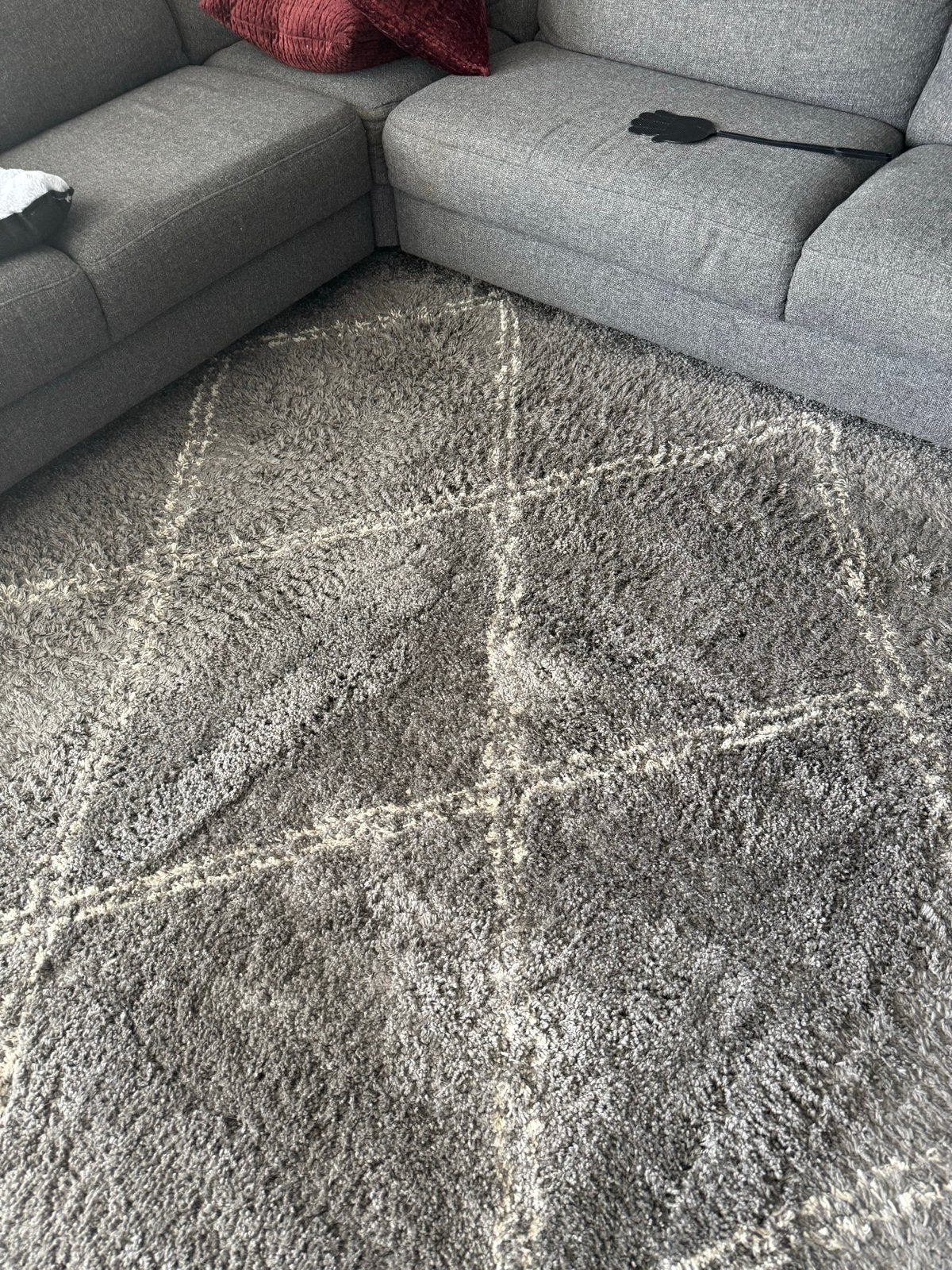 Grijs vloerkleed met geometrisch patroon, Ophalen, Gebruikt, Vierkant, 200 cm of meer