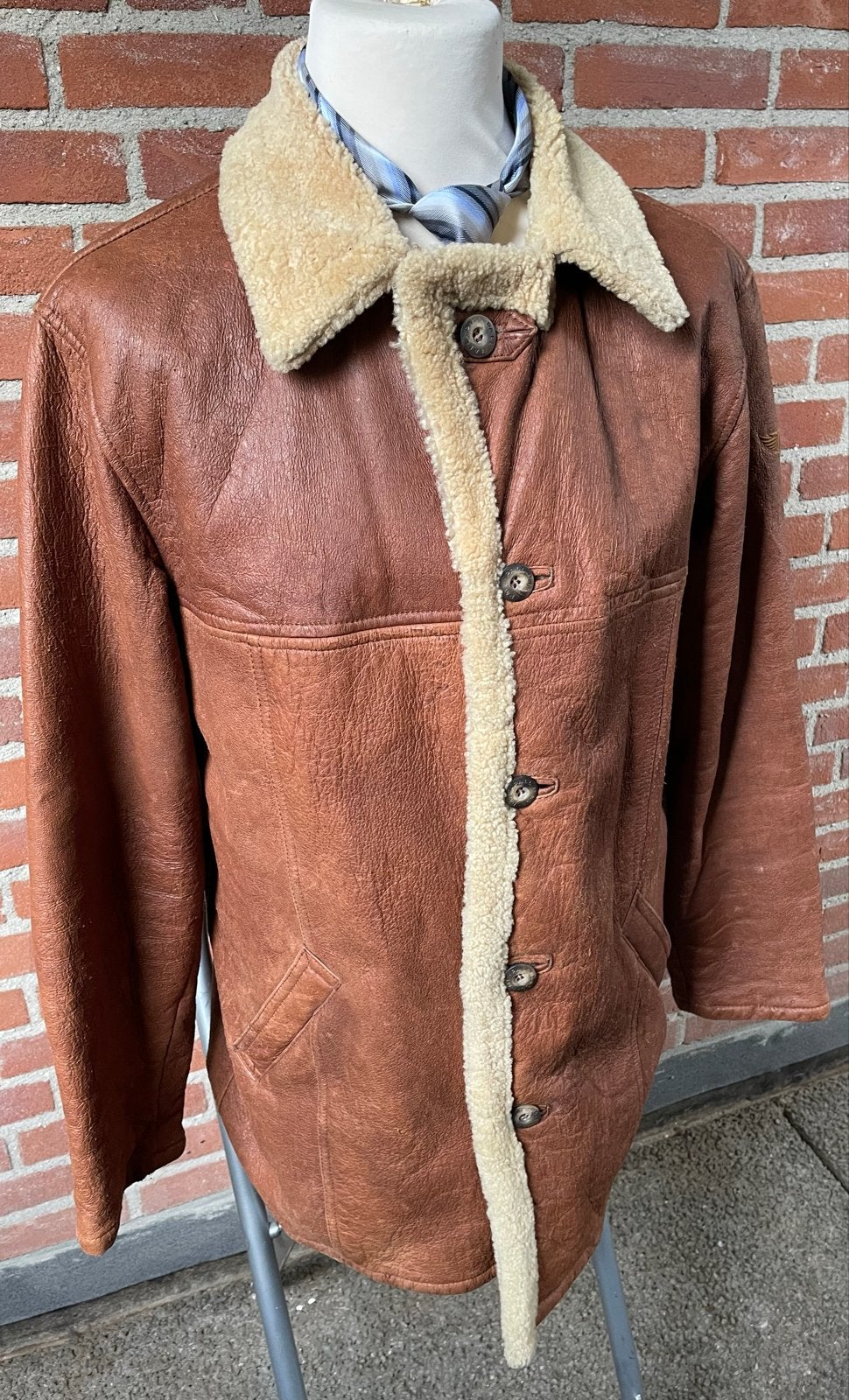 Vintage Pall Mall American Classic Leren Vliegeniersjas L, Ophalen of Verzenden, Gedragen, Maat 52/54 (L), Bruin