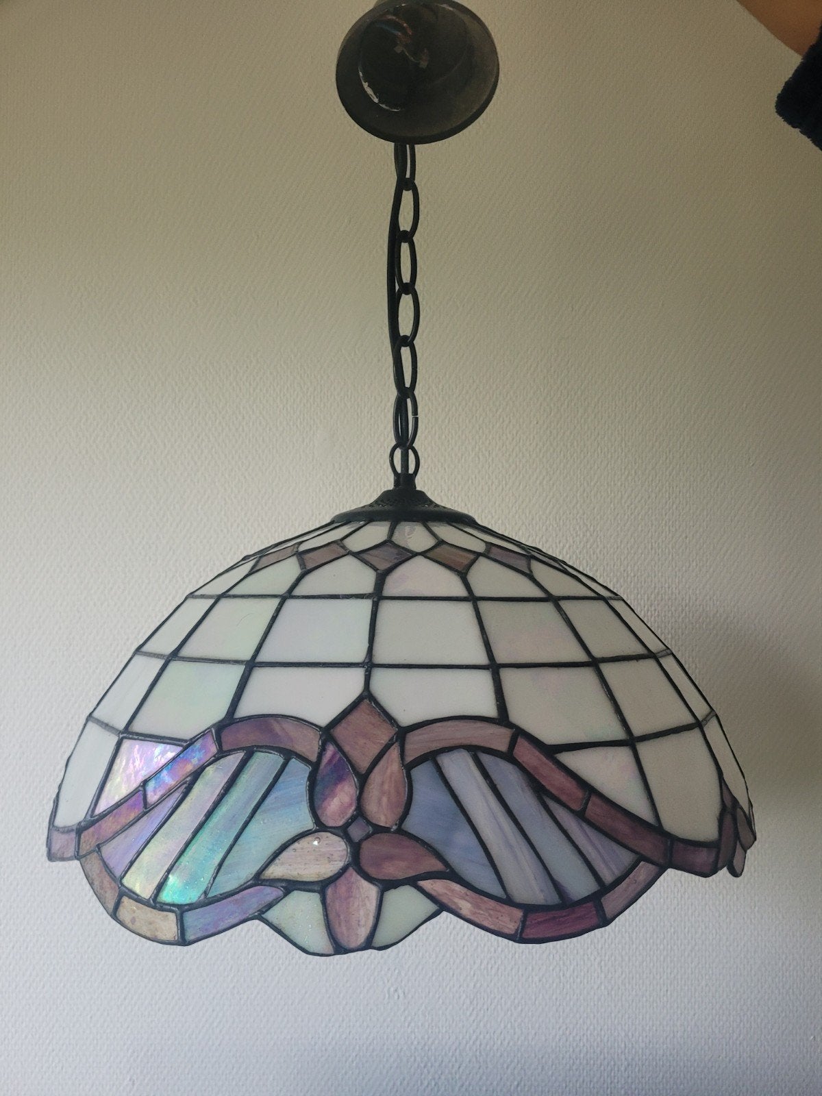 Tiffany hanglamp glas-in-lood, Ophalen, Zo goed als nieuw, Glas