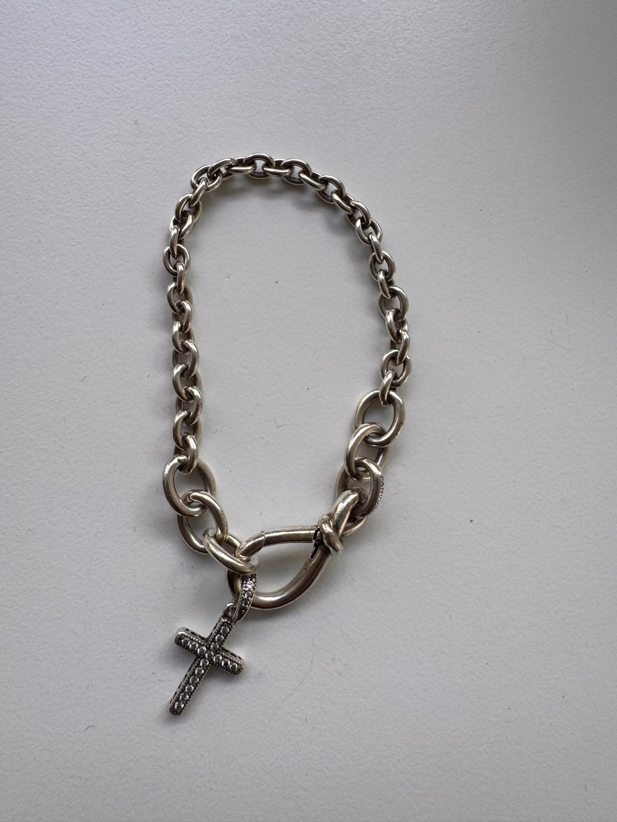Pandora armband met bedel, 17,5 cm, Ophalen of Verzenden, Gebruikt, Zilver, Met bedels of kralen