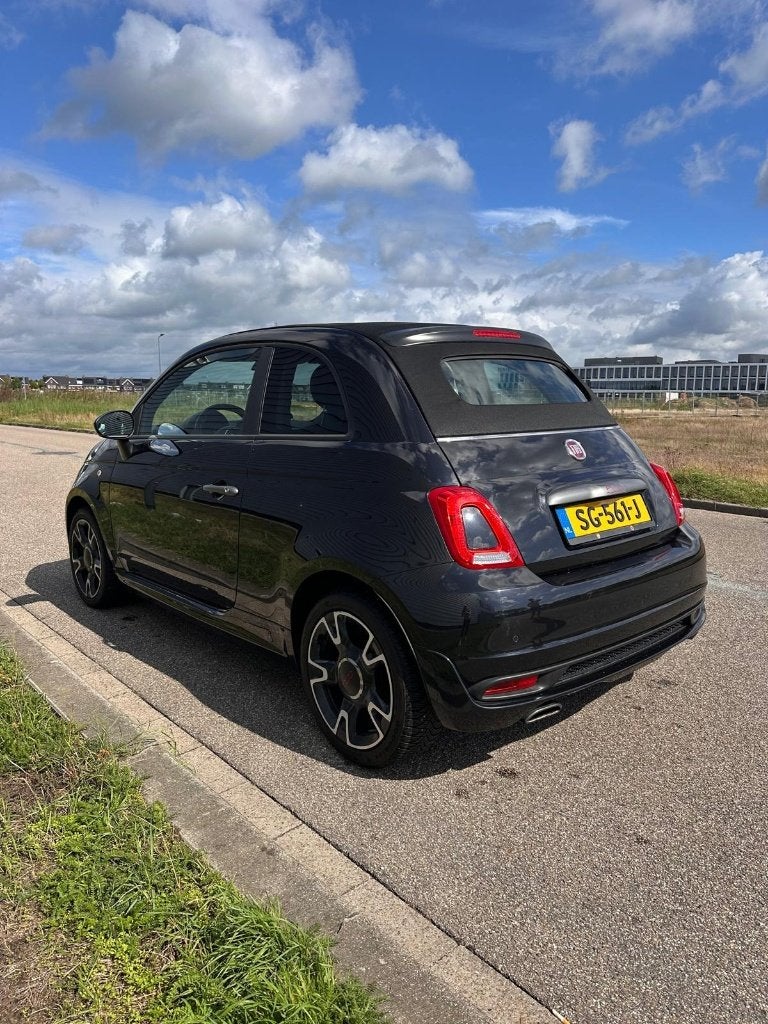 Fiat 500 Twinair Turbo 80pk 2018 Zwart, Cabriolet, Leder en Stof, Zwart, Origineel Nederlands