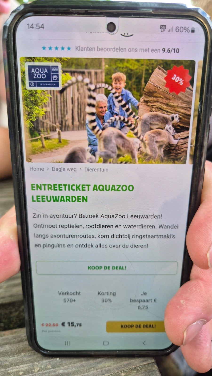 kaartje dierentuin Leeuwarden, Eén persoon, Ticket of Toegangskaart