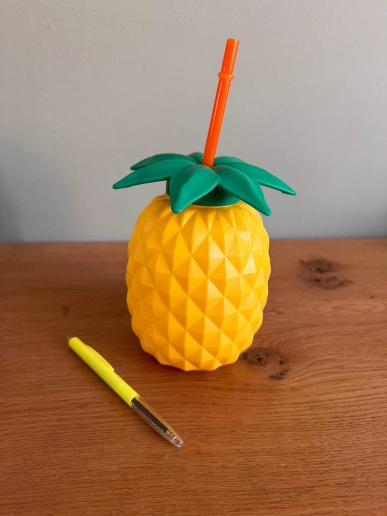 Ananas Drinkbeker met Rietje Nieuw, Ophalen of Verzenden, Nieuw, Kunststof