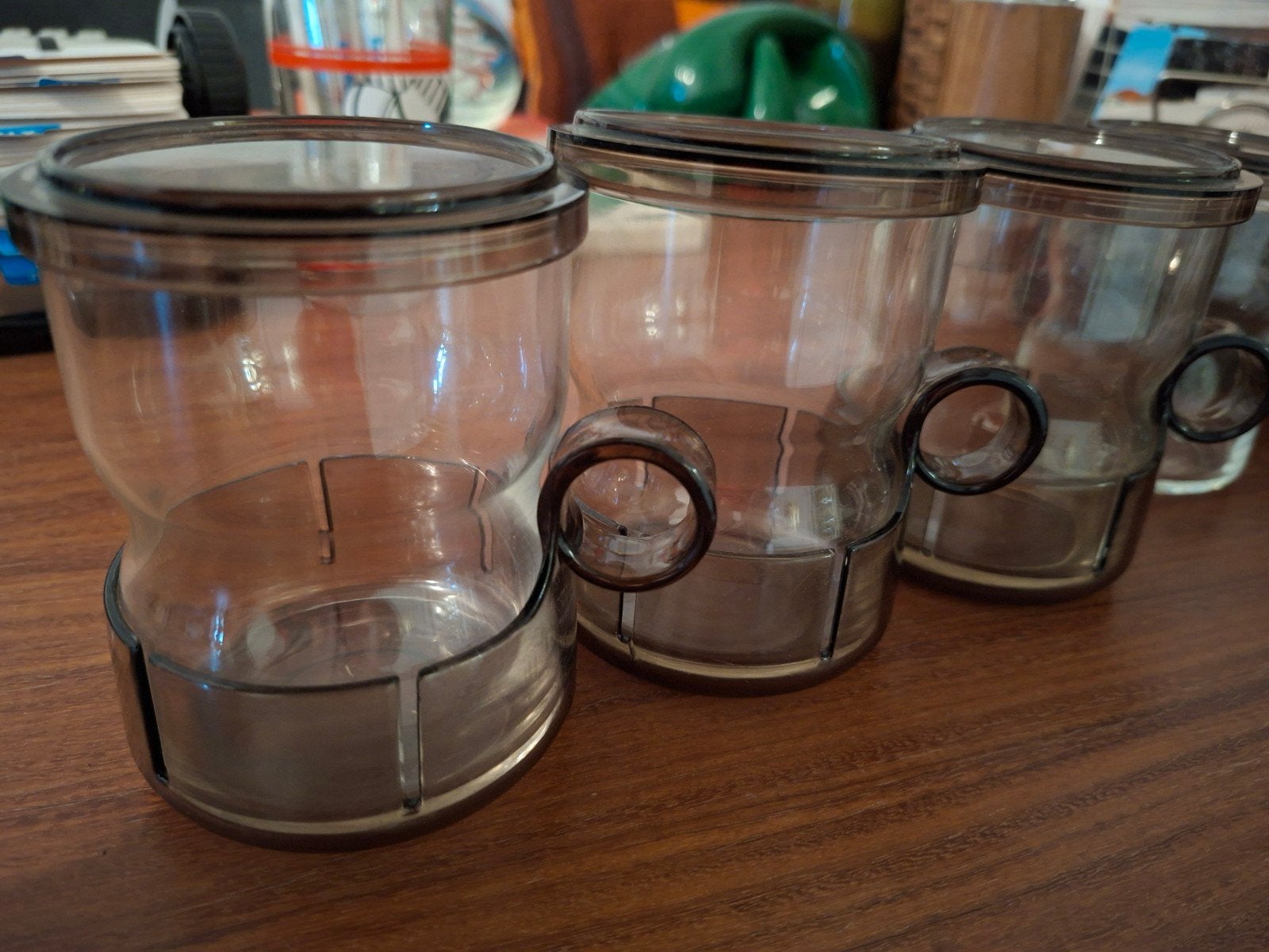 Vintage Melitta Nordica rookglas mokken met houder + deksel, Ophalen of Verzenden, Zo goed als nieuw, Overige typen