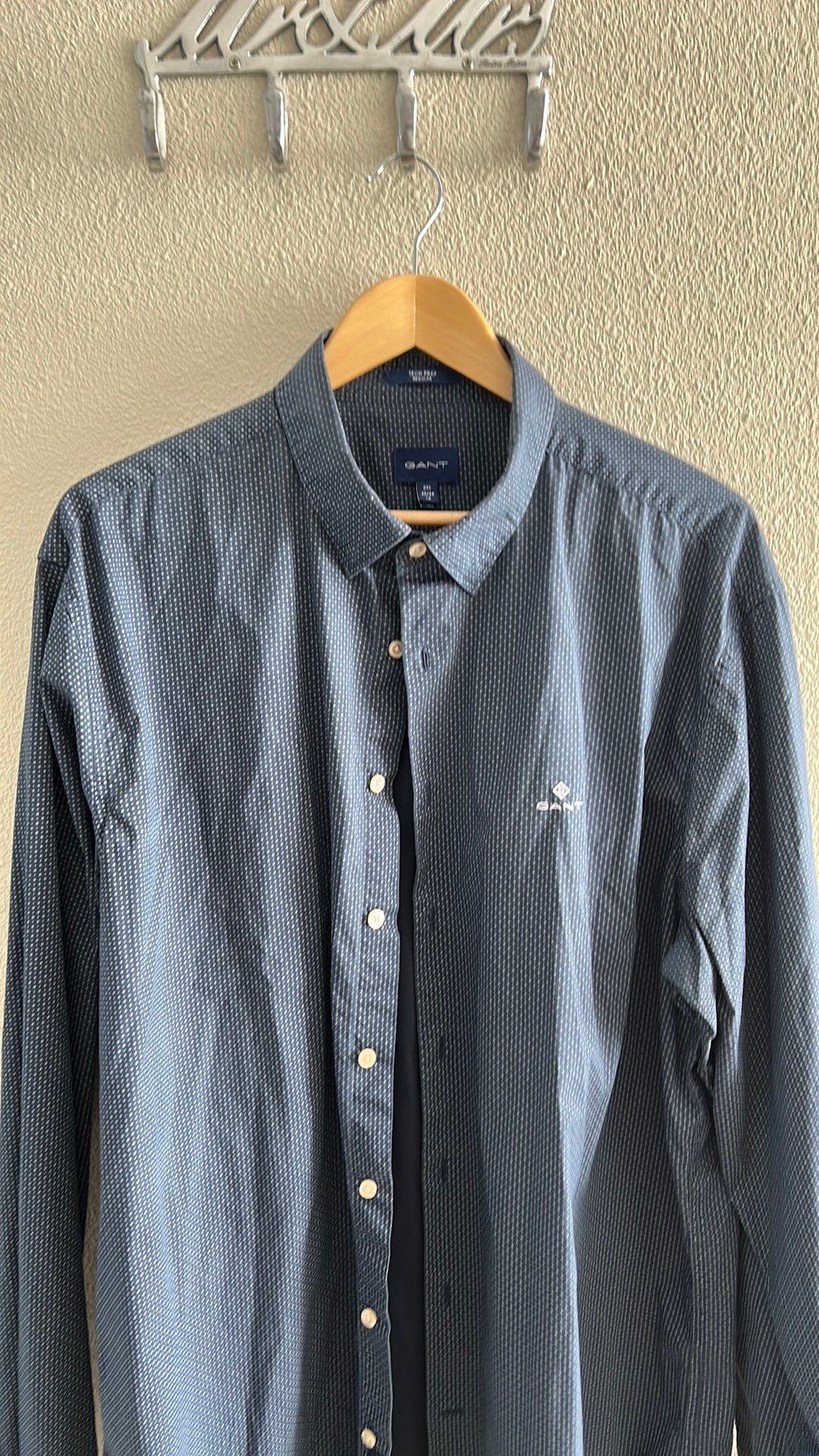 Maat 2XL Gant donkerblauw overhemd, Ophalen, Zo goed als nieuw, Blauw, Overige halswijdtes