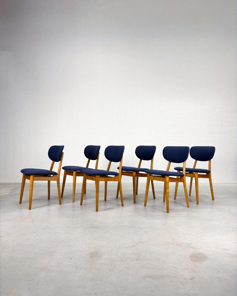 Set 'SB13' Eetkamerstoelen van Cees Braakman voor Pastoe, Huis en Inrichting, Stoelen, Ophalen, Blauw, Zo goed als nieuw, Stof