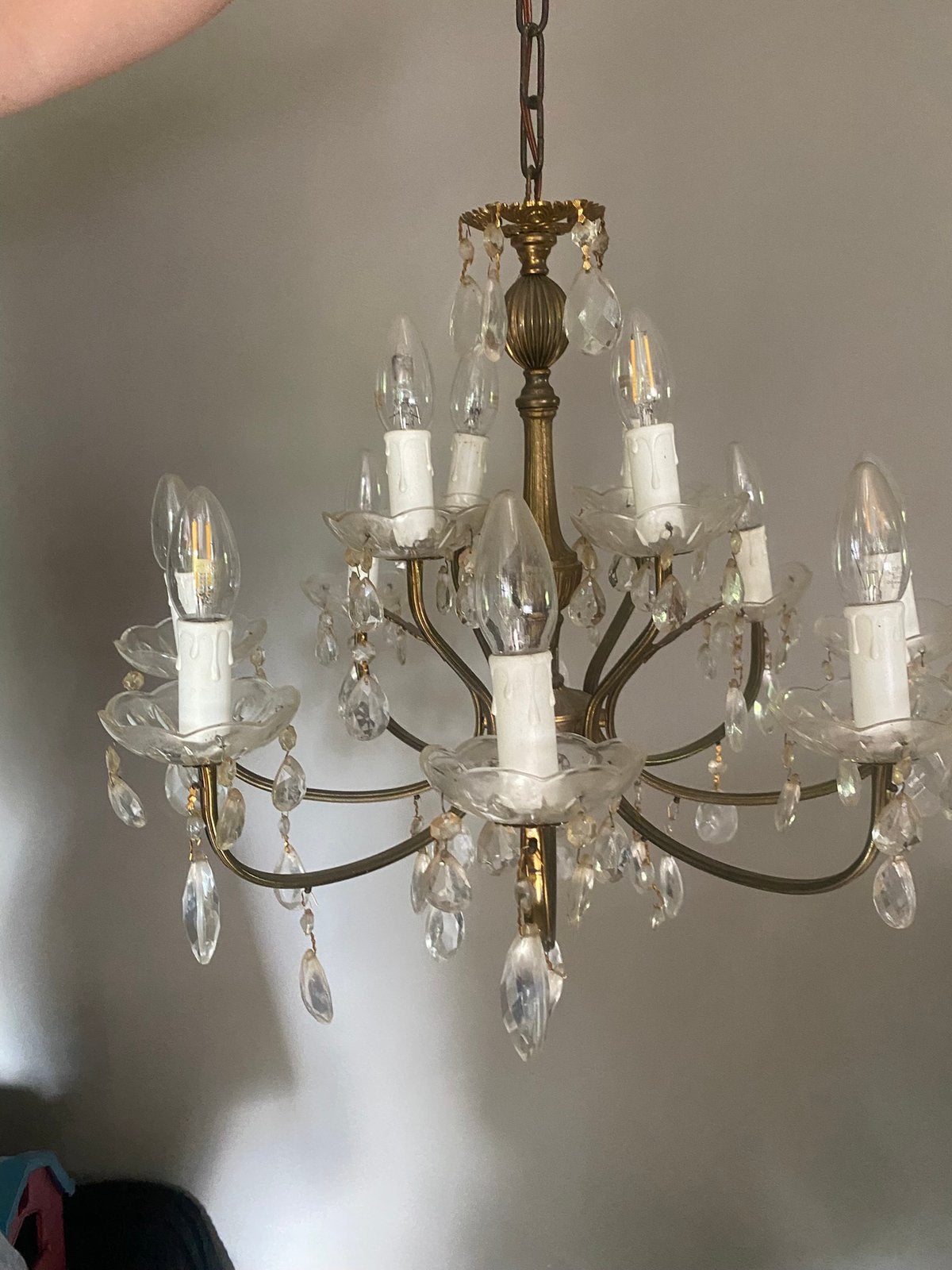 Prachtige super vintage kroonluchter zo mooi, Ophalen, Gebruikt, E14 (klein), Glas