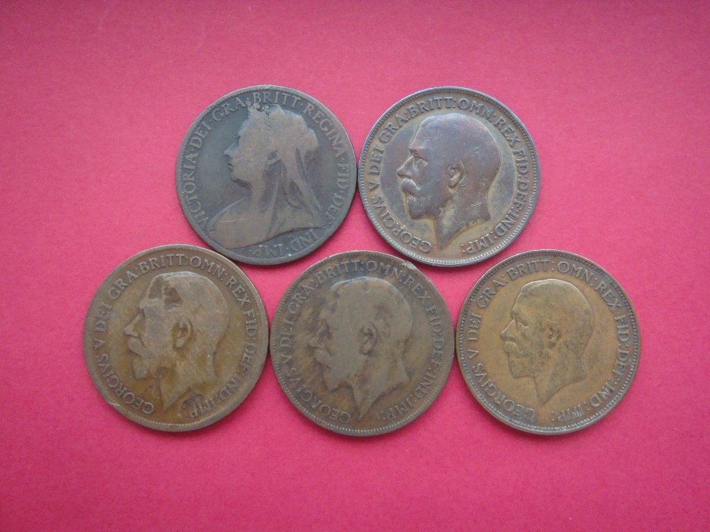 Engeland setje munten 1 Penny 1897 / 1935., Postzegels en Munten, Verzenden, Overige landen, Setje