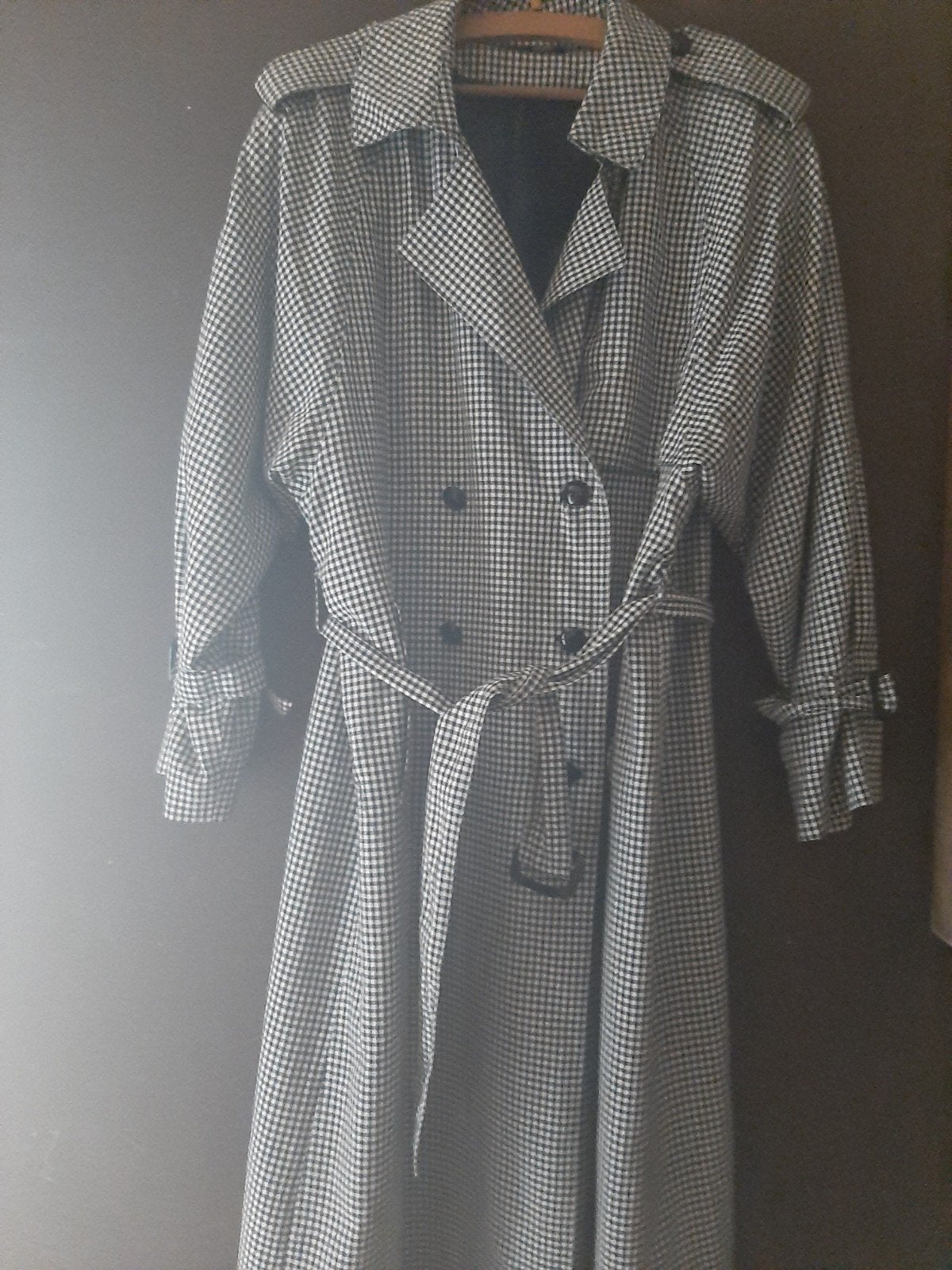 Trenchcoat met pied-de-poule patroon, Maat 38/40 (M), Meerkleurig, Ophalen of Verzenden, Onbekend