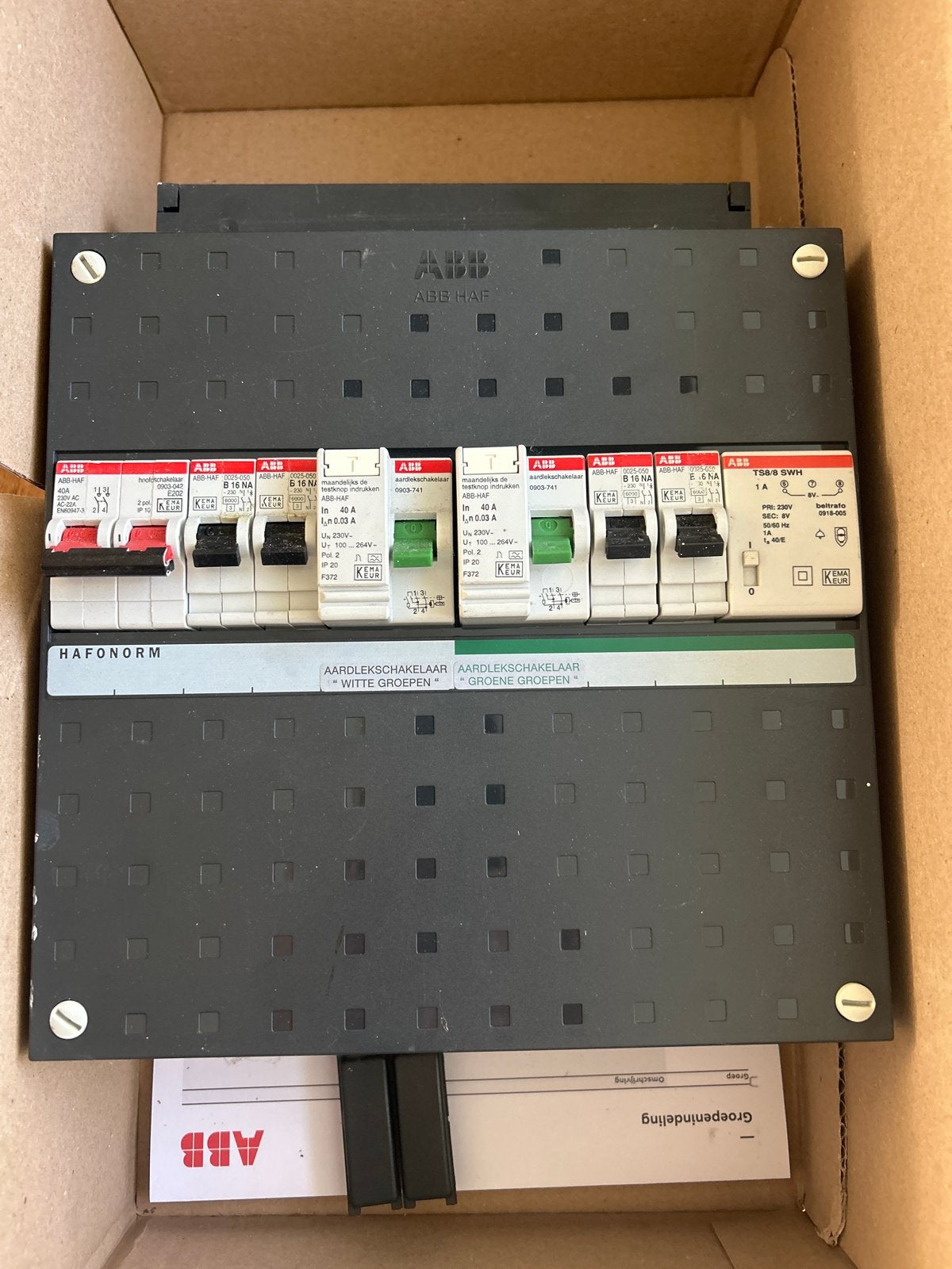 ABB Hafonorm Groepenkast met Aardlekschakelaars, Ophalen of Verzenden, Gebruikt, ABB, Groepenkast
