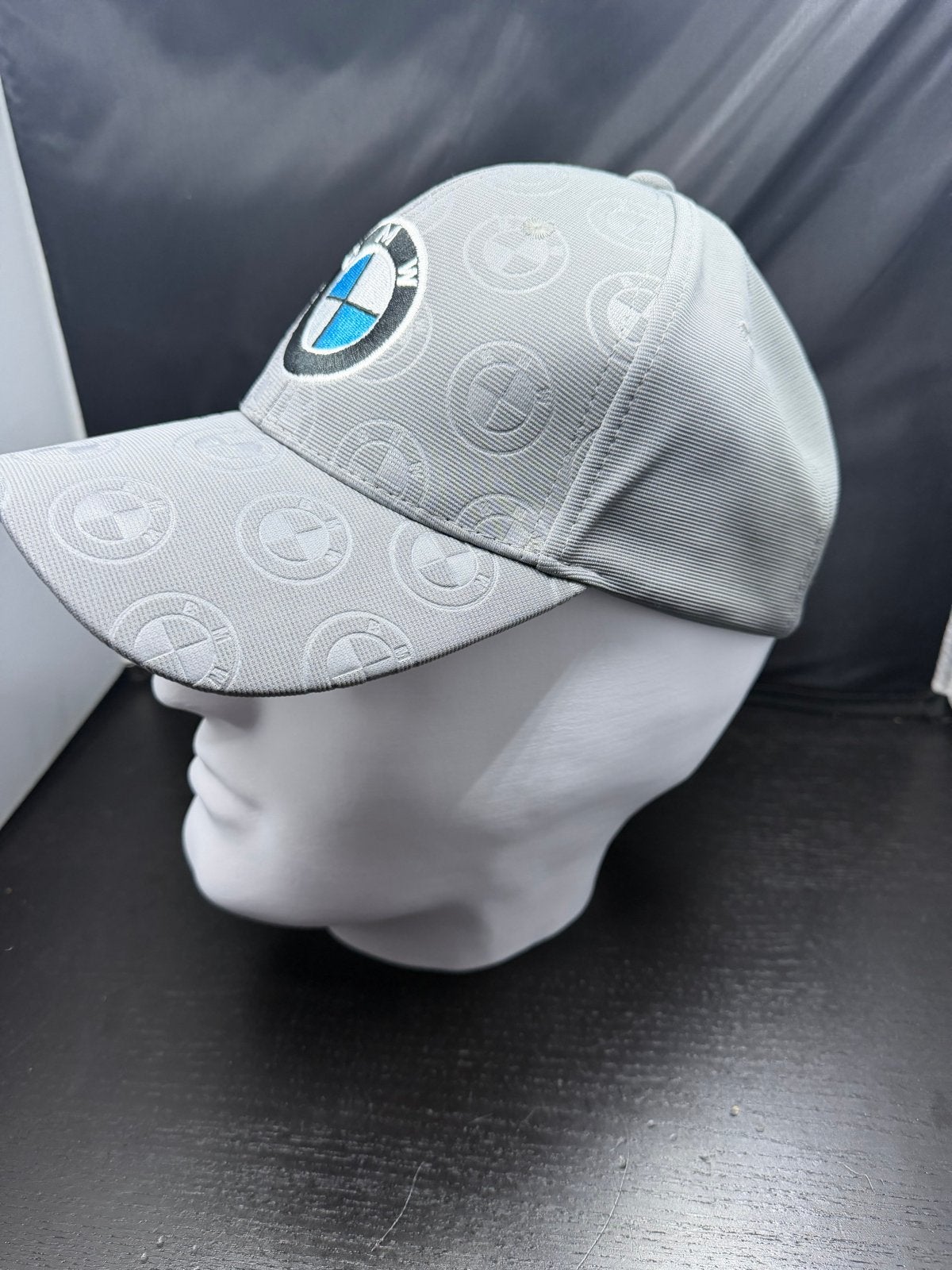 Grijze BMW Pet met Geborduurd Logo en All-over Patroon, S, G, D, One size fits all