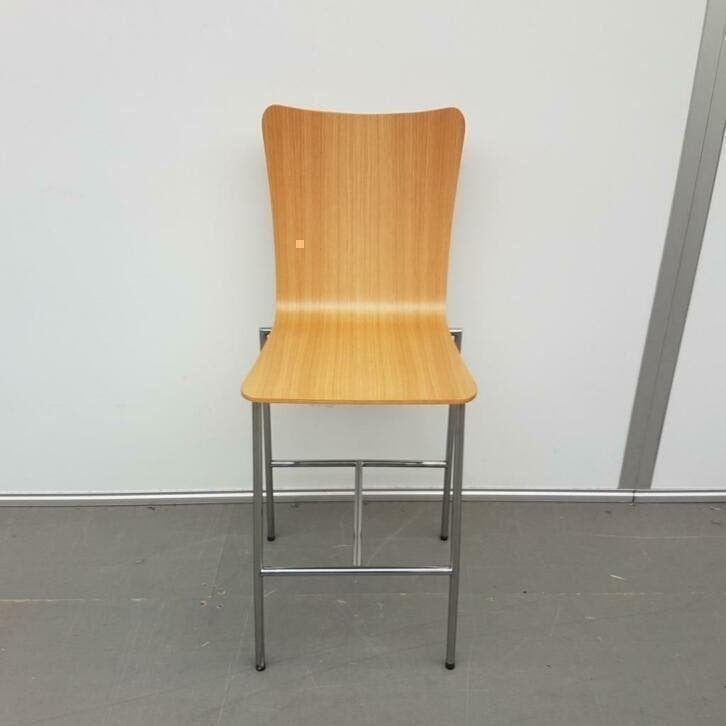 set van 4 Hoge houten barkrukken bar krukken NIEUWE zitting, 5 krukken of meer, Ophalen of Verzenden, Nieuw, 60 tot 90 cm