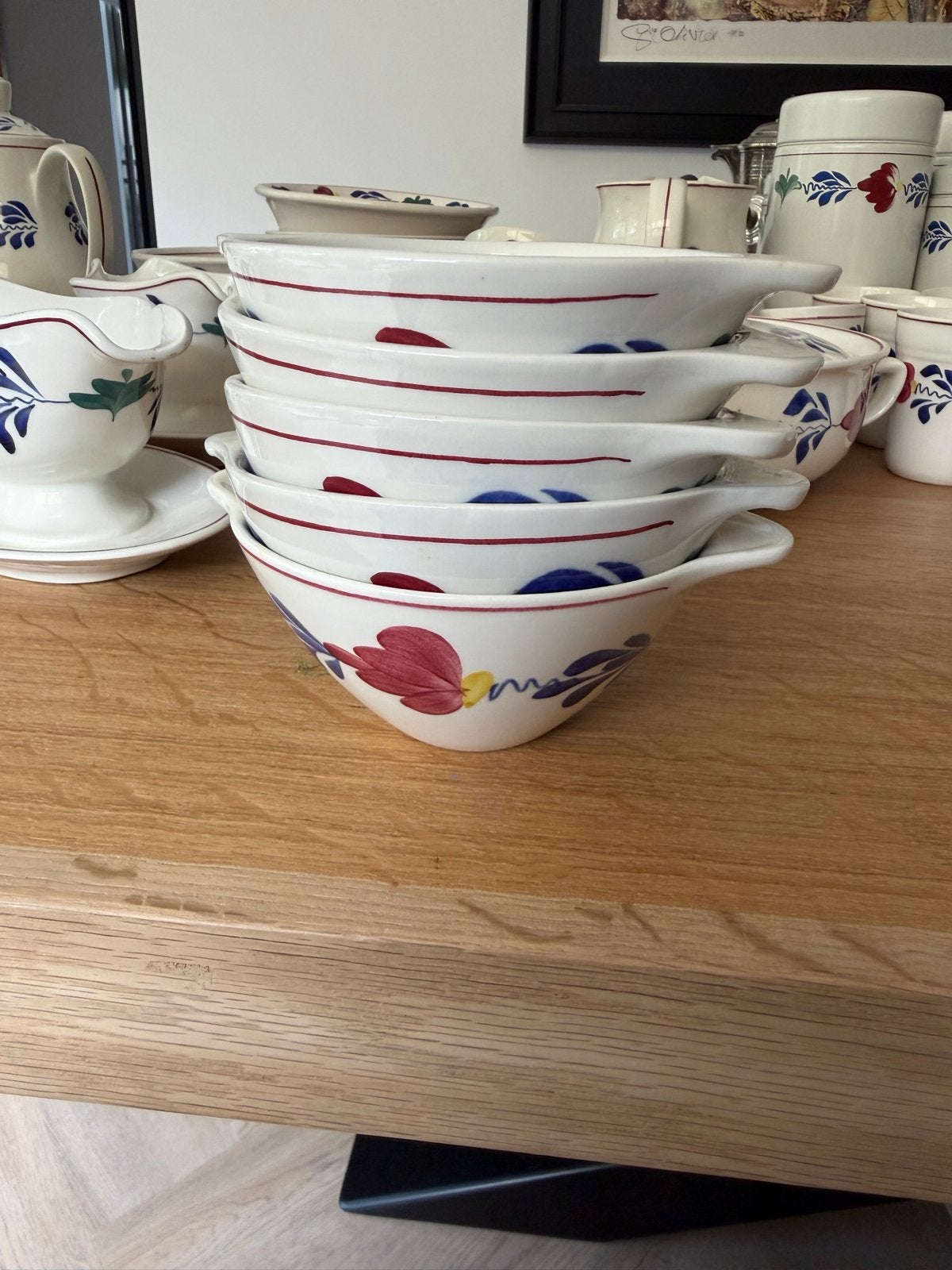 Set van 5 aardewerk schaaltjes met bloemmotief, Antiek en Kunst, Ophalen
