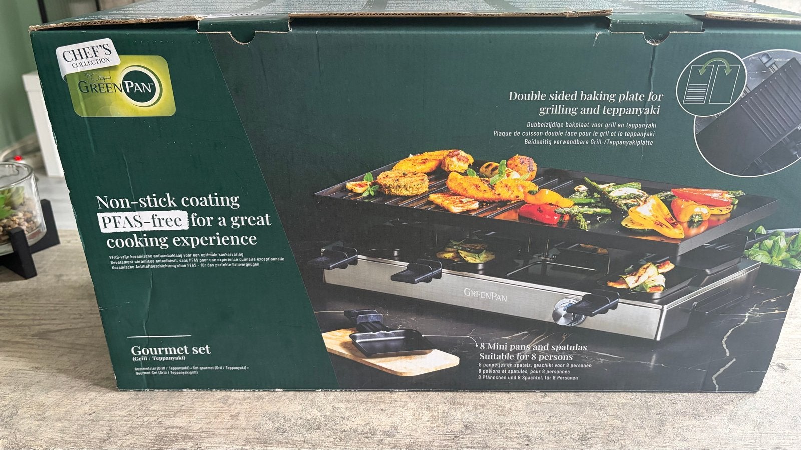 GreenPan Gourmet Set - Raclette & Grillplaat, Ophalen of Verzenden, Zo goed als nieuw, 8 personen of meer
