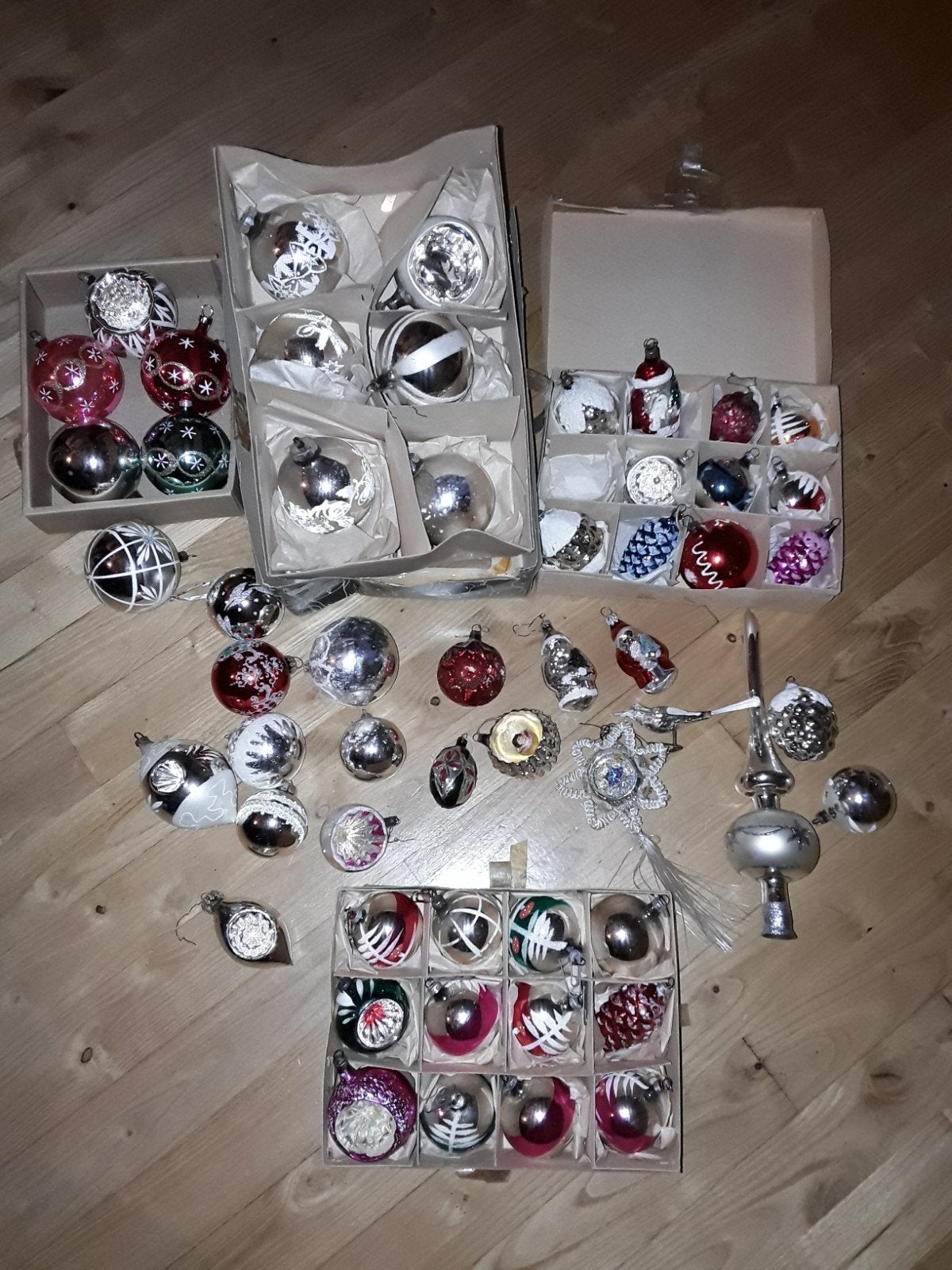Oude en antieke kerstballen met piek, Diversen, Ophalen, Gebruikt